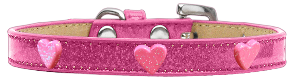Pink Glitter Heart Widget Dog Collar Pink Ice Cream Size 18